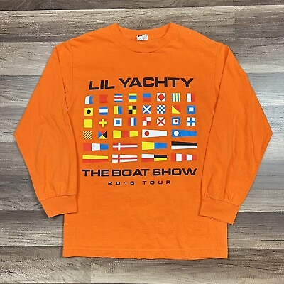 Lil Yachty Sailing Team Boat Show 2016 Tour Long Sleeve Tee Orange Rap Tee Sz S #ad $34.99
