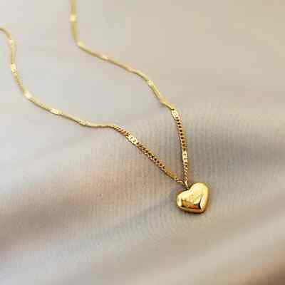 #ad Fashion Gold Color Love Heart Necklace Party Gift New Fashion Men Women Golden $9.98