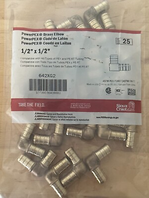 #ad New Pack of 25 Sioux Chief 642XG2 1 2quot; F1807 ×1 2quot; F1807 Power Pex Brass Elbow $22.48