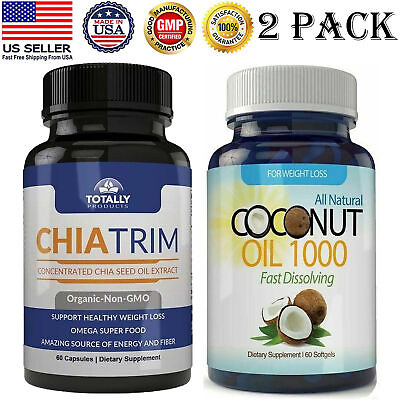 #ad Chia Seed Oil Fat Burn Capsules Coconut Oil Weight Management Dietary Supplement $32.45