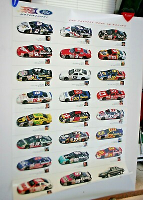 #ad 1995 NASCAR SERIES POSTER FORD POWERED TEAMS WALLACE MARTIN BODINE 24 X 36 $24.95