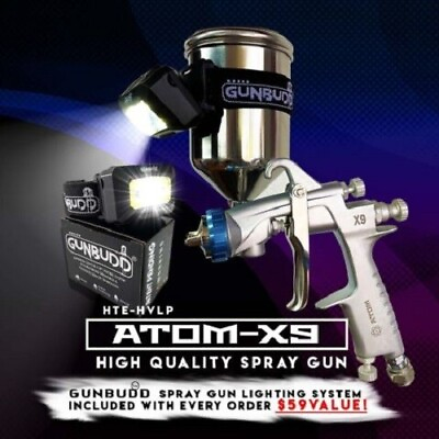 #ad ATOM X9 High Volume Low Pressure Touch up Spray Gun with FREE Gunbudd Light $199.00