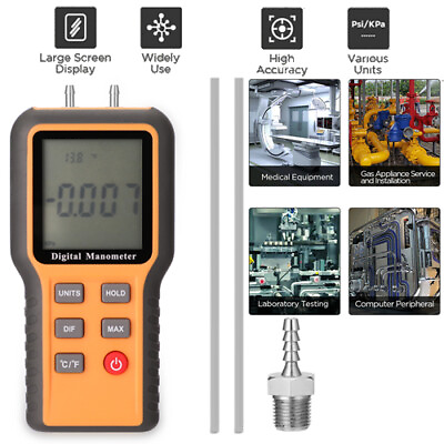 Digital Manometer Tester Dual Input Air Pressure Gas Pressure Tester Meter A5K6 #ad $30.99
