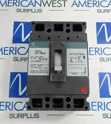 #ad GENERAL ELECTRIC TED134030WL 3 POLE CIRCUIT BREAKER 30A 480V *TESTED* $94.00