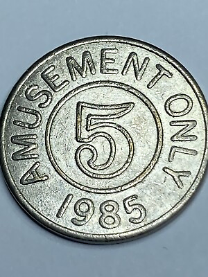 #ad 1985 #x27;FIVE#x27; ARCADE TOKEN FOR AMUSEMENT ONLY $9.28