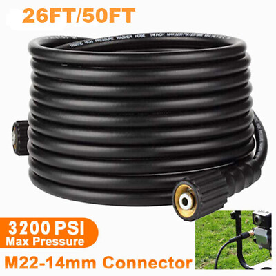 #ad #ad 26FT 50FT High Pressure Washer Hose M22 14mm Power Washer Extension Hose 3200PSI $6.99
