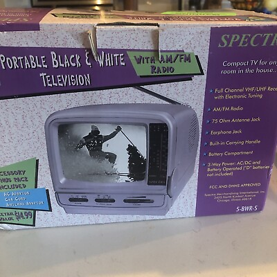 #ad #ad SPECTRA 5quot; Black amp; White AC DC 12v Portable TV Television with AM FM Radio $49.99