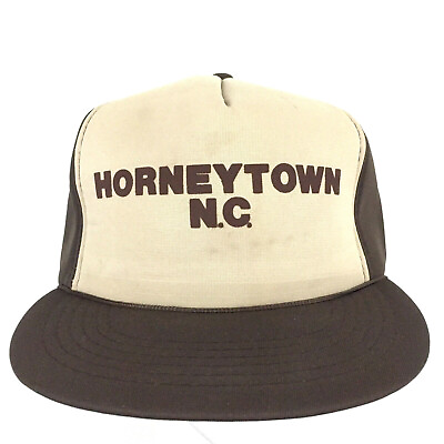 #ad Vtg Horneytown NC Cap Logo Mesh Foam Snap Back Trucker Baseball Farming Hunt Hat $74.99