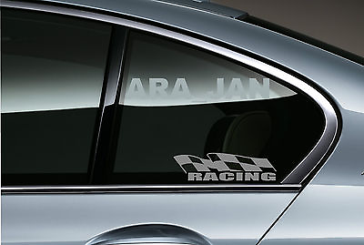 #ad RACING flag Vinyl Decal sport sticker emblem car window logo SILVER $15.26