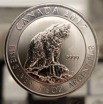 #ad Genuine Silver 2017 Canada 1 1 2 oz Grizzly Bear $8 Coin 1.5 oz $54.50