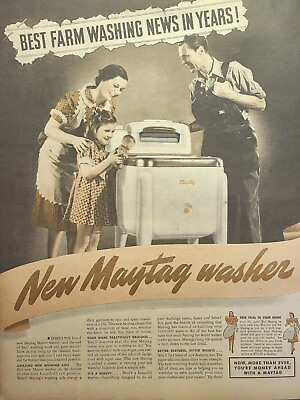 #ad #ad Maytag Master Washer Laundry Farm Family Wringer Gas Motor Vintage Print Ad 1940 $18.77