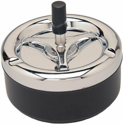 #ad 4 1 4quot; Round Push Down Ashtray with Spinning Tray Black USA SELLER $10.95