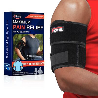#ad FEATOL Bicep Tendonitis Brace Compression Sleeve Support Upper Arm Brace Bic... $33.95