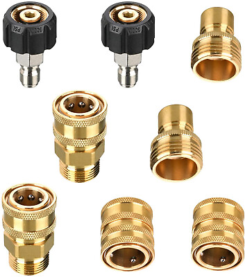 #ad 8Pc Pressure Washer Adapter Set Quick Disconnect Kit M22 Swivel to 3 8#x27;#x27; Connect $25.99