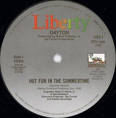 #ad Dayton Hot Fun In The Summertime Used Vinyl Record 12 K7441z GBP 10.45