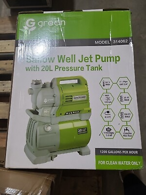 #ad Green Expert 314062 1 HP Shallow Well Jet w Pressure Tank Automatic Booster Pump $233.99