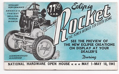 #ad 1940s Eclipse Power Lawn Mower Advertising Ink Blotter $9.50