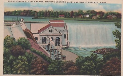 #ad #ad Ellsworth Maine Hydro Electric Power House Leonard Lake and Dam Vintage Postcard $2.53