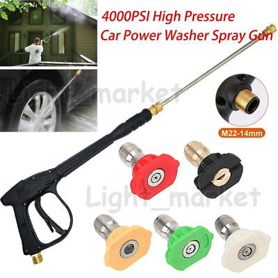#ad 4000PSI High Pressure Car Power Washer Spray Gun Wand Lance Nozzle Tips Kit M22 $26.59
