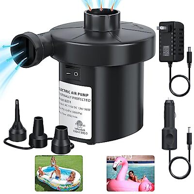 #ad Air Pump Electric for Inflatables Mattress with 3 Nozzles Inflator Deflator B... $23.24