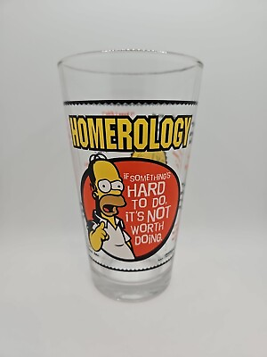 #ad Homer Simpson Drinking Glass Homerology The Simpsons ICUP Made In USA $12.87