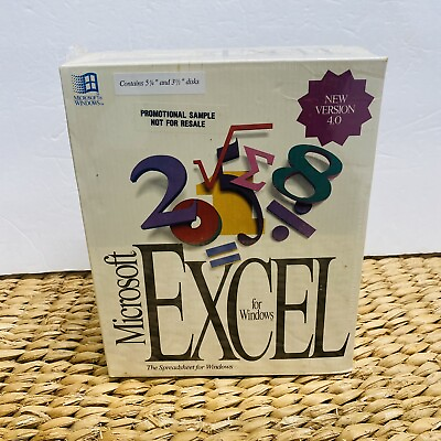 #ad New Sealed Microsoft Excel 4.0 Software For Windows Box Set Vintage 1992 $49.99