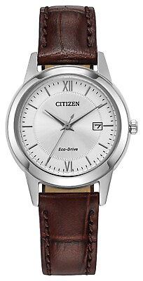 #ad Citizen Eco Drive Women#x27;s Date Indicator Brown Watch 30MM FE1087 28A $74.99