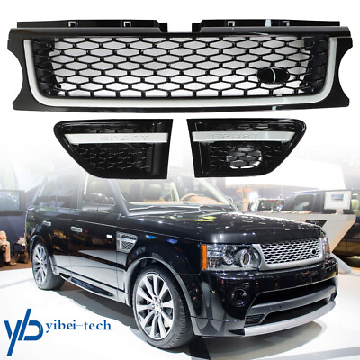 #ad Front Grill Grille Air Side Vents Set Black Chrome For 10 13 Range Rover Sport $71.59