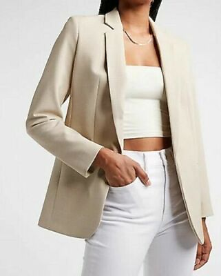 #ad Leather Handmade New Casual Formal Stylish Cream Women#x27;s Blazer Genuine Lambskin $146.20