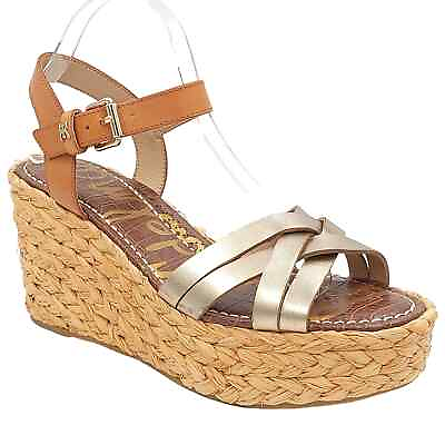 #ad Sam Edelman Women Ankle Strap Espadrille Wedge Sandals Darline Size US 9.5M Gold $29.00
