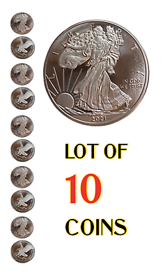 #ad 10 LOT 1 TROY OUNCE OZ .999 Solid TITANIUM Walking Liberty Eagle Rounds Coins $109.99