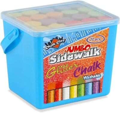 #ad Glitter Sidewalk Chalk for Kids 7 Colors in 20 Pcs. Washable Non Toxic Ju... $12.16
