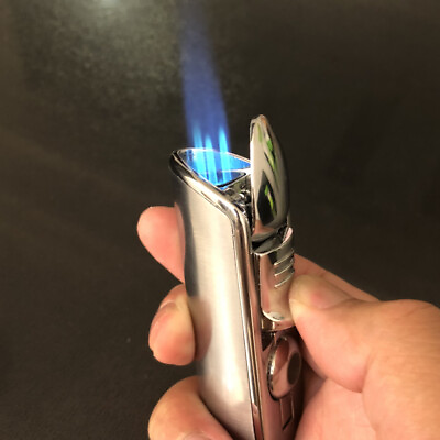 #ad Triple Jet Metal Torch Flame Cigar Cigarette Windproof Lighter with punch Silver $11.88