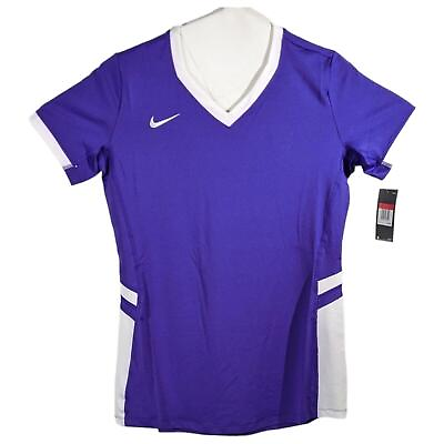 #ad Womens Purple Volleyball Shirt Size Large Fitted Athletic Short Sleeve Gym Nike $21.57