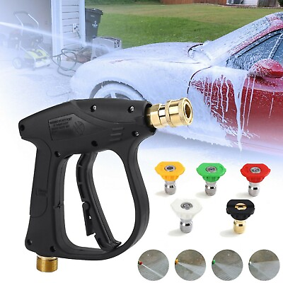 #ad 3000 PSI High Pressure Washer Gun For Car Wash Foam Spray Short Wand Nozzle Tips $19.75