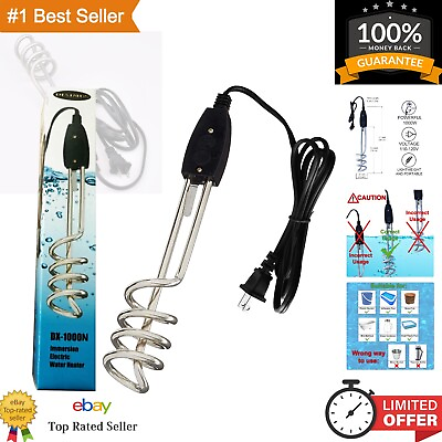 #ad Portable Water Heater 1000W Electric Immersion Tankless Heater 10in 110V $17.99