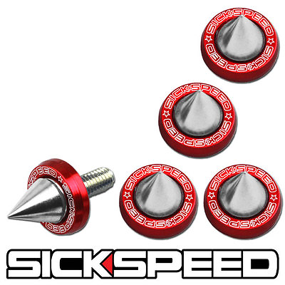 #ad 5 PC CHROME SPIKED RED WASHER BOLT FENDER BUMPER ENGINE DRESS UP KIT P1 $14.88