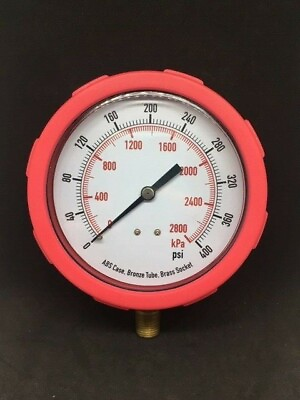#ad #ad 4quot; Color Case Pressure Gauge Red 14EFJ6 PSI 0 400 FREE SHIPPING b $28.99