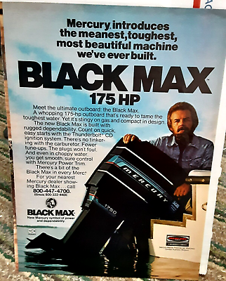 #ad Mercury Black Max Boat Motor 1976 Original Magazine Ad vintage $5.99