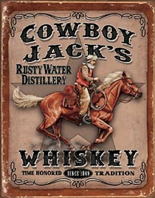 #ad Cowboy Jack#x27;s Rusty Water Whiskey Novelty TIN SIGN Bar Wall Poster Decor $20.98