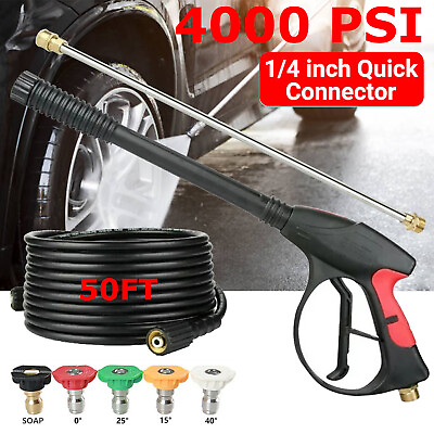 #ad High Pressure 4000PSI Car Power Washer Gun Spray Wand Lance Nozzle Hose Kit $40.89