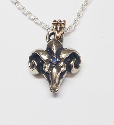 #ad The Ram Big Silver Pendant with Sapphire $120.00