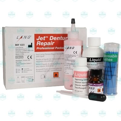 #ad Lang Jet Denture Repair Complete Kit Acrylic Fibered Pink Fast Set #1223FIB $62.50