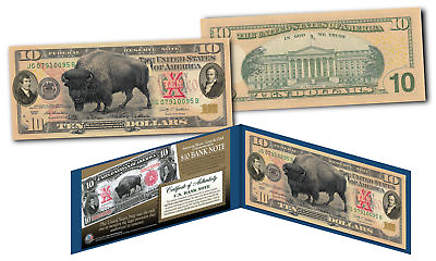 #ad 1901 Bison Buffalo Lewis amp; Clark $10 Banknote on Genuine Modern $10 U.S. Bill $29.95
