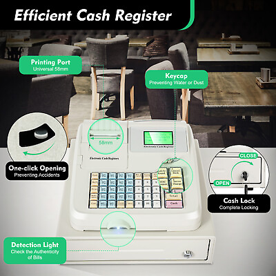 #ad Digital LED Display Cash Register Retail Service 48 Keys POS Cashier Retail Mall $191.10