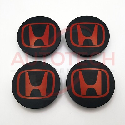 Set of 4 Honda Black Red Wheel Rim Center Caps Logo 69MM 2.75 #ad #ad $17.99