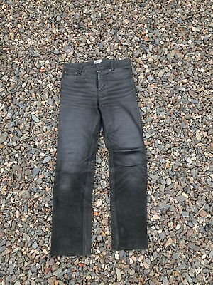 #ad Hundertmark Mens#x27; Y2K Black Biker Genuine Leather Pants Size 32 Rare $150.00