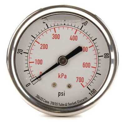 #ad Zoro Select 4Cfr6 Pressure Gauge 0 To 100 Psi 1 4 In Mnpt Stainless Steel $23.79