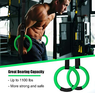 #ad Gymnastic Rings Gym Fitness Training Exercise Tool with 14.76ft Straps Adjust $30.16
