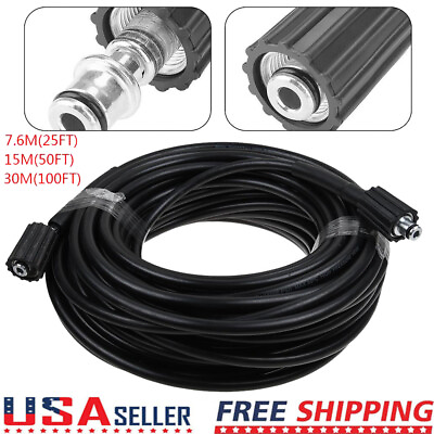 #ad 25FT 100FT 3000PSI High Pressure Washer Hose M22 1 4quot; Connector Replacement Tube $27.00
